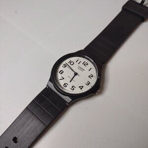 Black Casio Analog Watch With White Dial